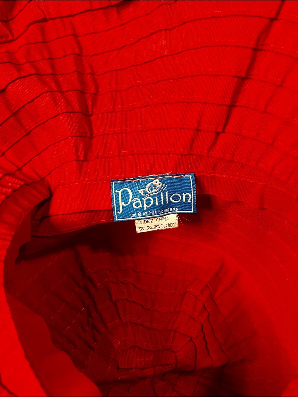 Vintage 90s Papillion Wms Red Ruffle Boho Cottagecore Retro Glam Sun Hat - Picture 6 of 9